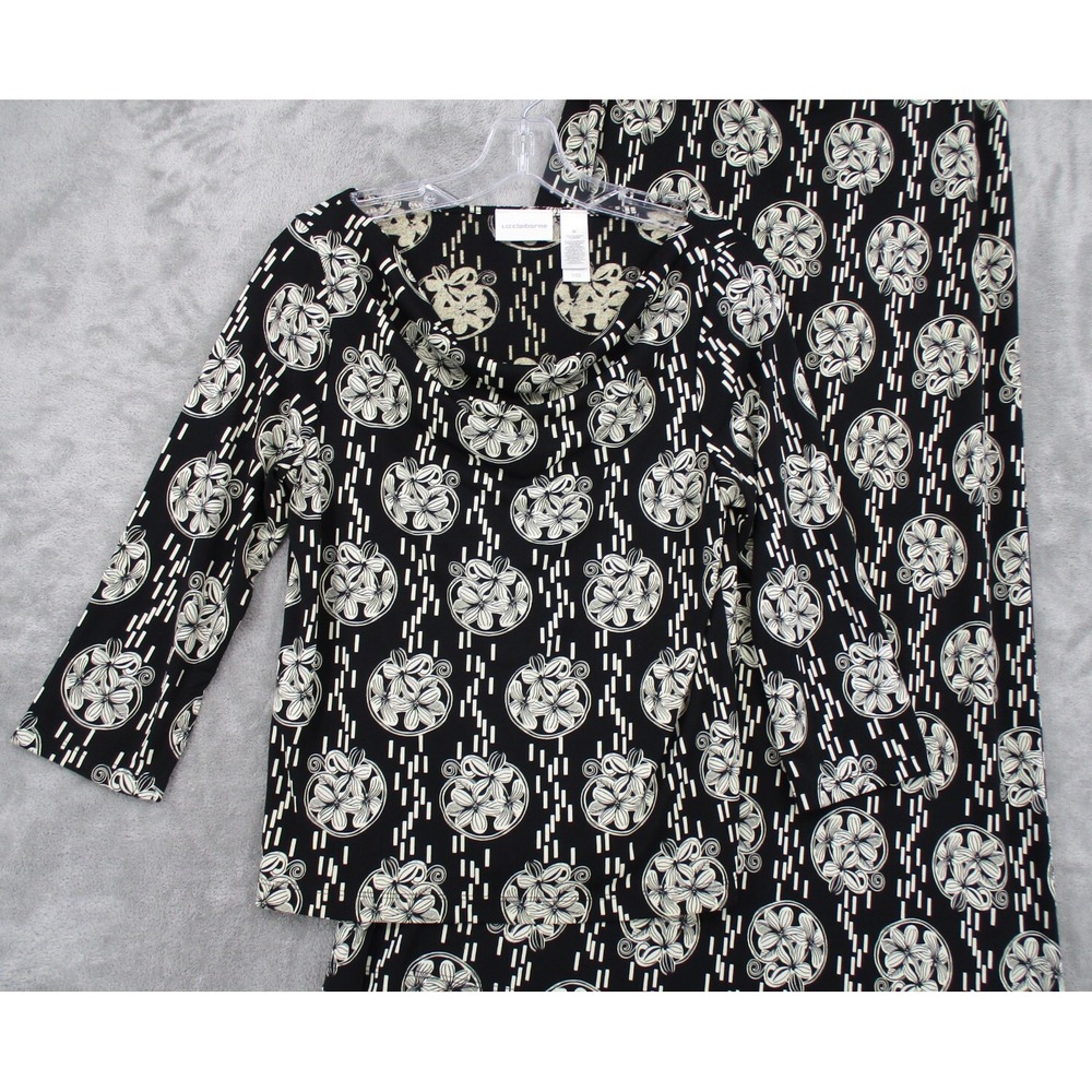 Liz Claiborne Skirt Set Womens Size M Floral Maxi Modest Stretch Knit Office